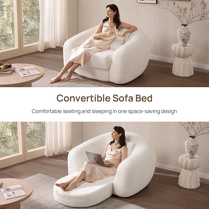 SICOTAS 49.9" Curved Convertible Sofa Couch Bed