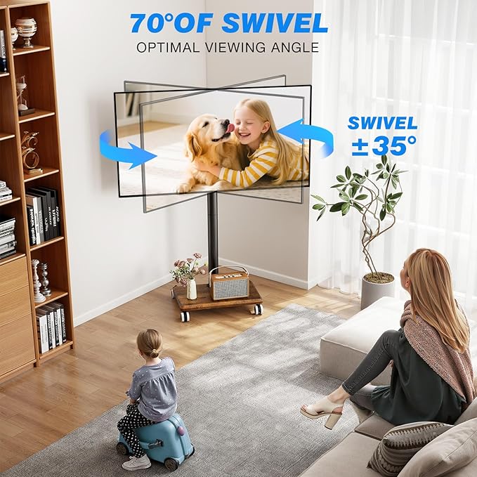 Rfiver Rolling TV Stand for 32 to 55 60 Inch TVs up to 88lbs, Height Adjustable