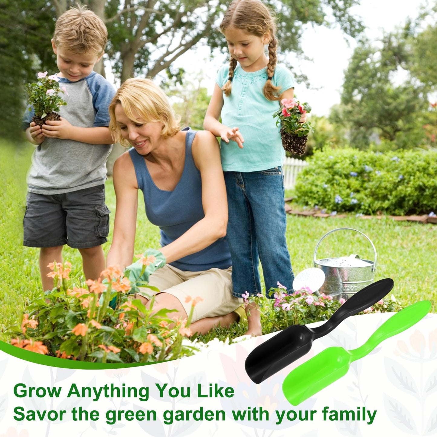 M METERXITY 20-Pack Mini Gardening Shovel Spoon, Plastic Garden Soil Scoops for Cultivation Digging Transplanting/Flower Planting/Plant Succulent, Colorful Small Gardening Tools [Black, Green]