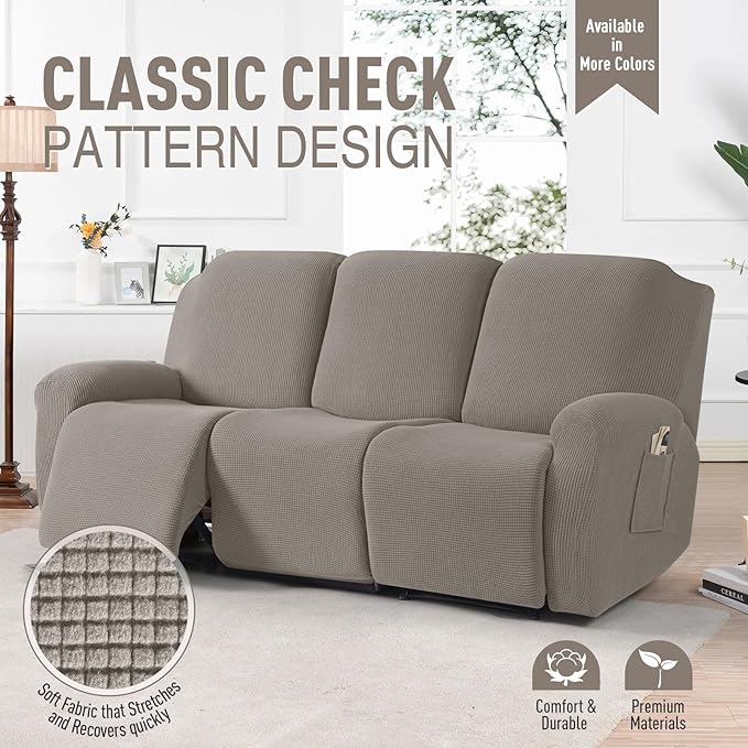 TAOCOCO Recliner Sofa Covers 8-Pieces Stretch Large Couch Covers