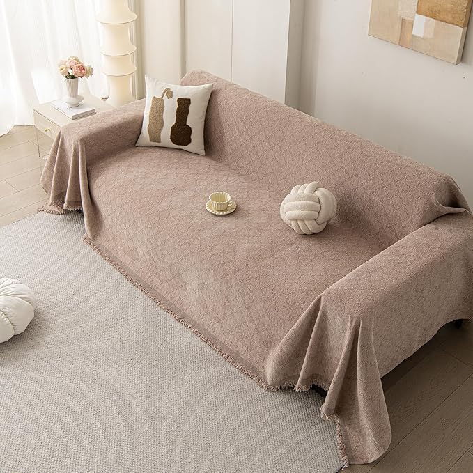DREAMINGO Modern Chenille Couch Cover Blanket Washable Sofa Covers