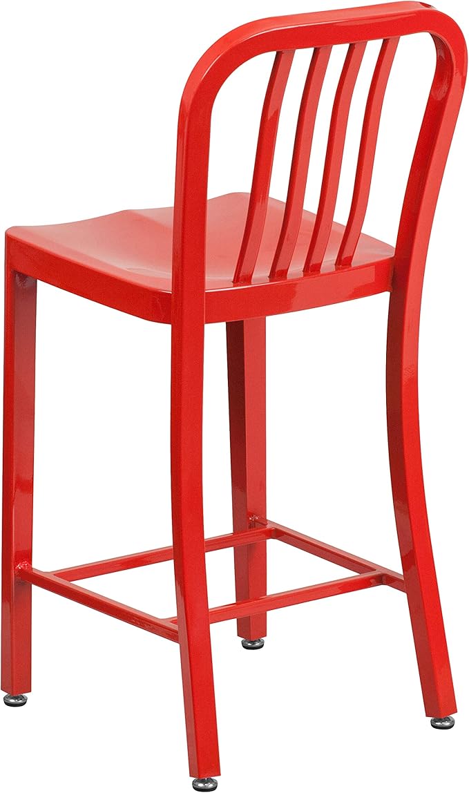 Flash Furniture Gael Commercial Grade 2 Pack 24" High Red Metal Indoor-Outdoor
