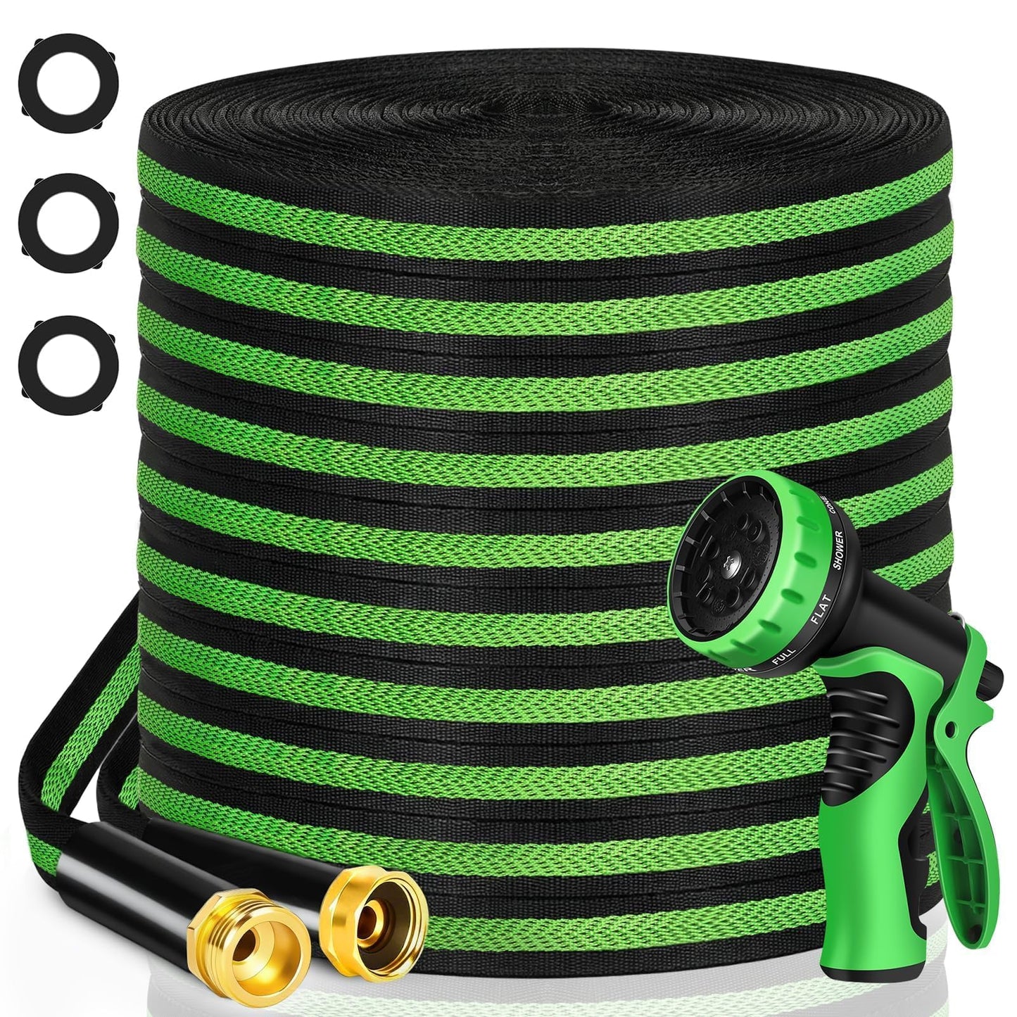 VIONMI Garden Hose 100 ft Flexible Non-Expandable Water Hose Kink-Free Lightweight Leak-Proof High Pressure Durable Outdoor Portable Fabric Hoses Pipe with 3/4” Sturdy Fittings for Yard Lawn Car Wash
