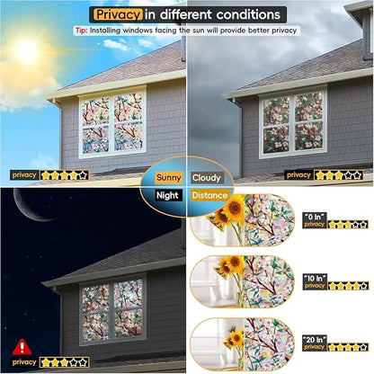 Rainbow Window Privacy Film Decorative, 3D Decals Stained Glass Clings, Static Cling Sticker, Suncatcher Windows Cover Tint for Home, 17.5 Inch x 78.74 Inch