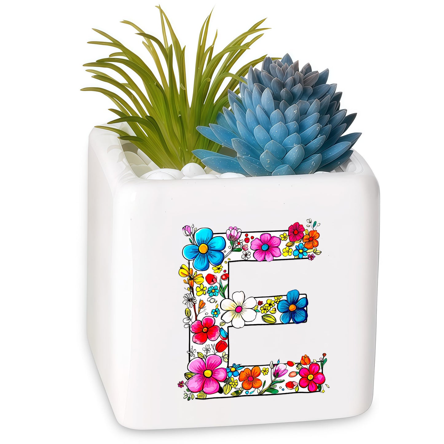 BJDAMAI Succulent Planter Flower Plant Pot Small, Christmas Valentines Day Mothers Day Easter Halloween Family Weekend Return Gifts (Letter E)