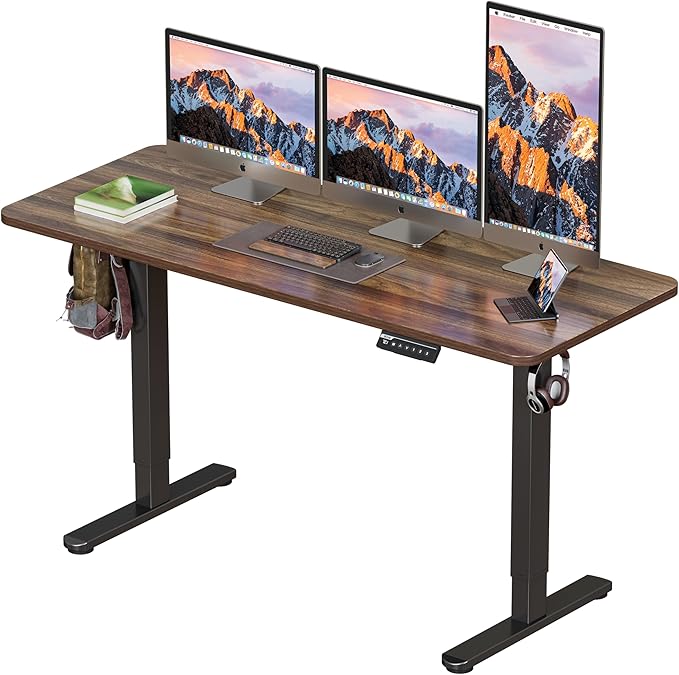 BIZUM Electric Standing Desk 60 x 24 Inch Computer Desk-Gaming Desk Dark Walnut