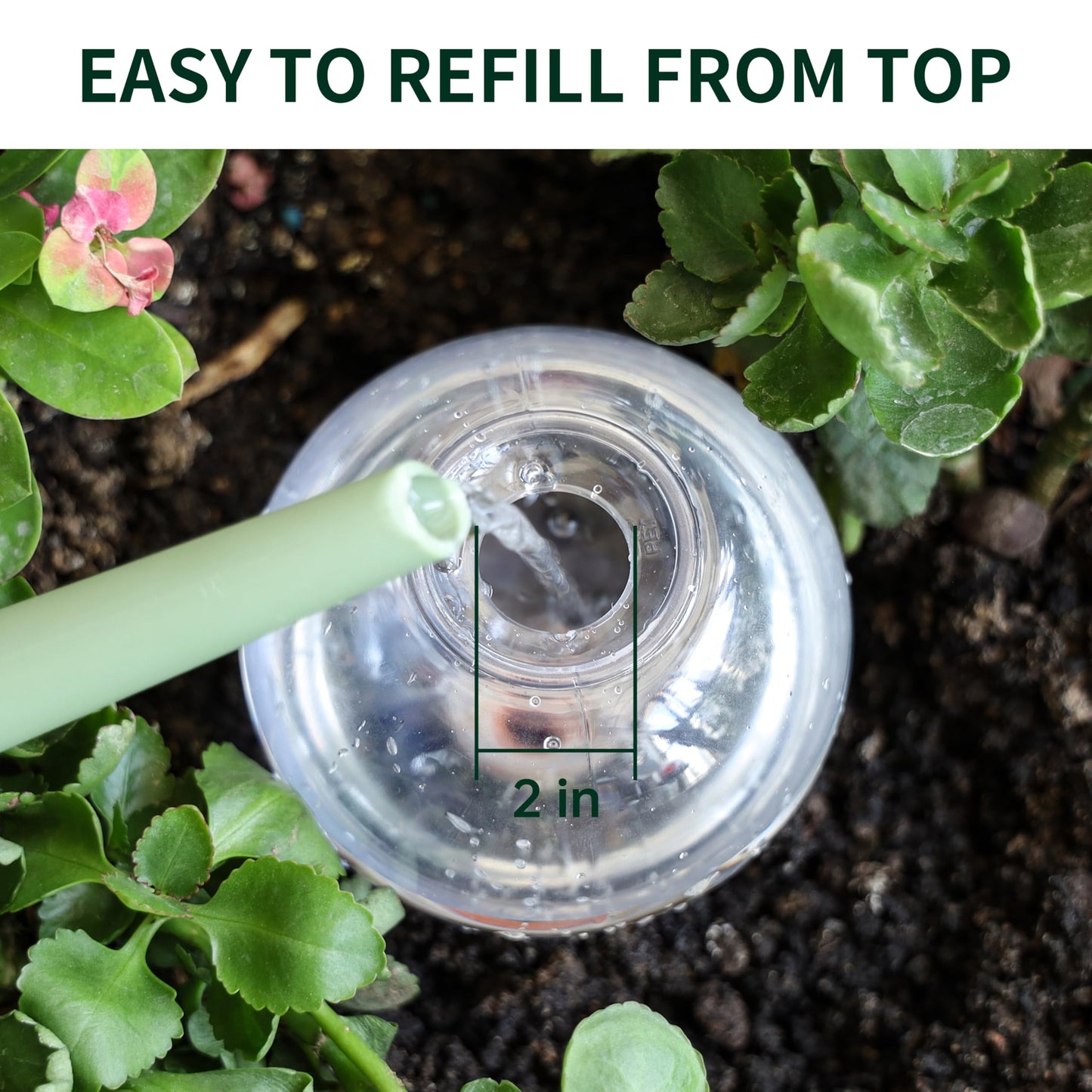 Soilagua 19 oz Extra Large Plant Self Watering Globes Top Fill, Plastic Water Bulbs, Slow Release Terracotta Self Watering Planter Insert, Plant Watering Devices System, Water Spikes Stakes, 2 Pack