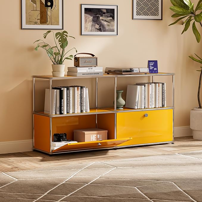 Modern Storage Cabinet Yellow F Versatile Free-Standing Organizer