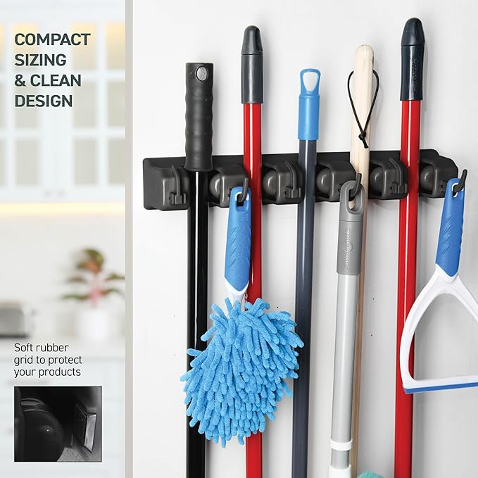 2 Pack Mop and Broom Holder Wall Mount