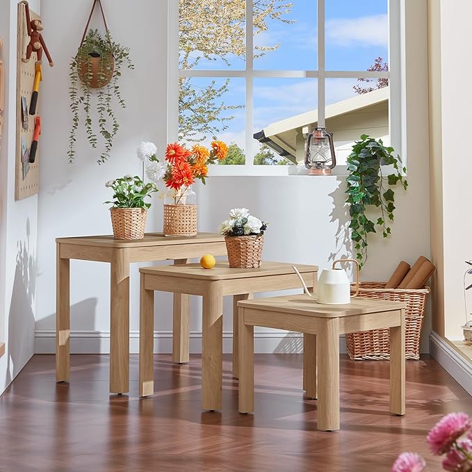 Joaxswe Farmhouse Nesting Tables Set of 3, Nesting Side Tables