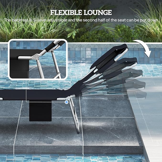 Outsunny Chaise Lounge Chair Outdoor Set of 2