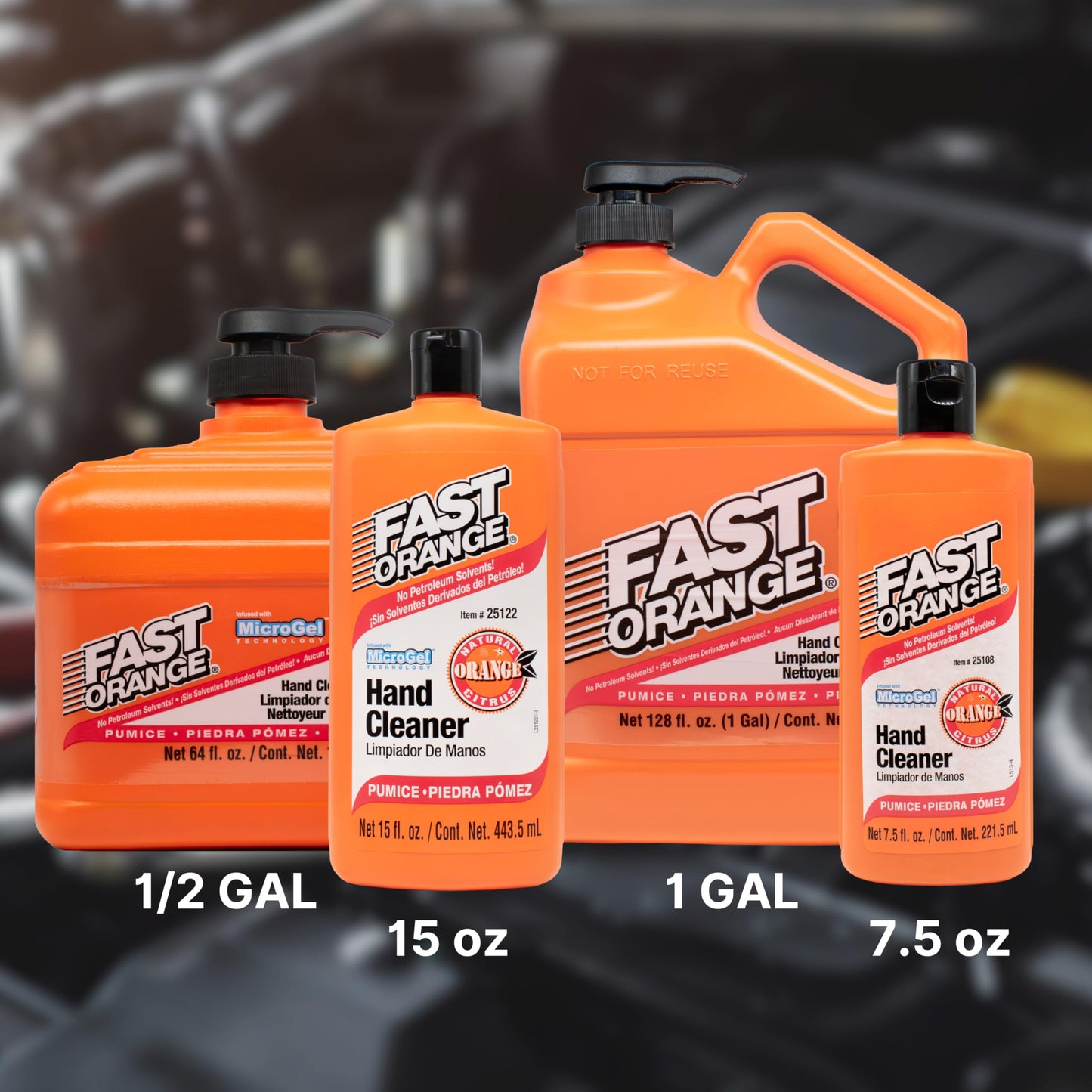 Fast Orange Permatex 25217 Pumice Lotion, Heavy Duty Hand Cleaner, Natural Citrus Scent, Waterless Cleaner For Mechanics, Strong Grease Fighter, 1/2 Gallon, Orange, 64 Fl Oz (Pack of 1)