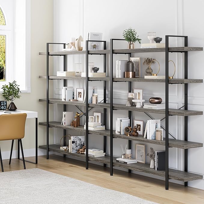 OtterOasis Heavy Duty 5-Tier Industrial Bookcase, 120lbs Shelf Capacity