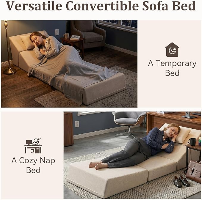 Fold Out Chair Bed, Folding Sofa Bed, 3 in 1 Convertible Sleeper Chair Bed