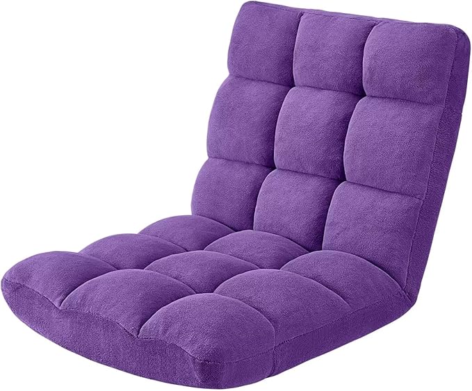 Folding Floor Gaming Chair, Adjustable 14-Position Backrest, 6-Inch Thick