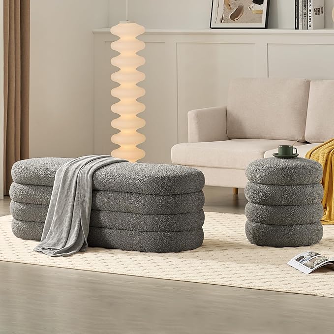 Busaurus Storage Ottoman Bench 49.2 Inch Upholstered Fabric Storage Bench