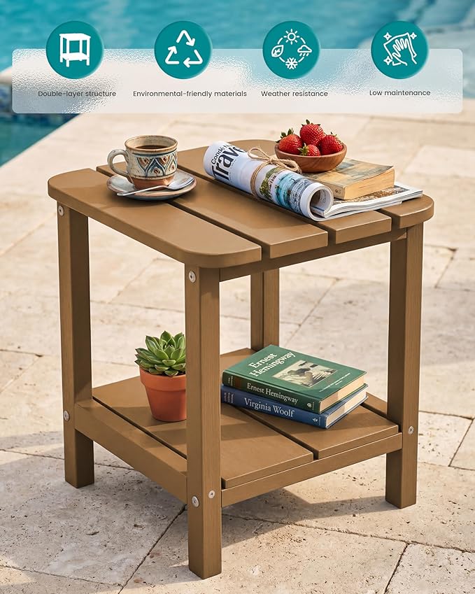 SERWALL Double Adirondack Side Table Rectangular End Table