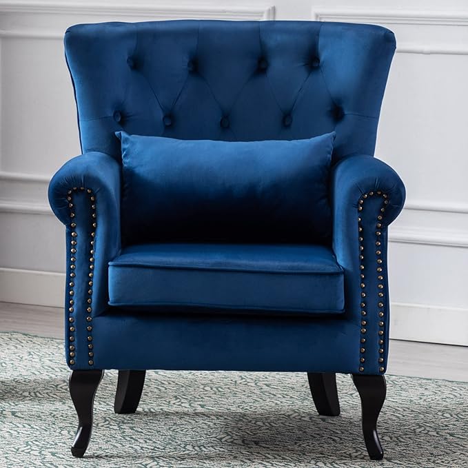 Mid Century Modern Accent Chair Upholstered Armchair Comfy Velvet Fabric Single