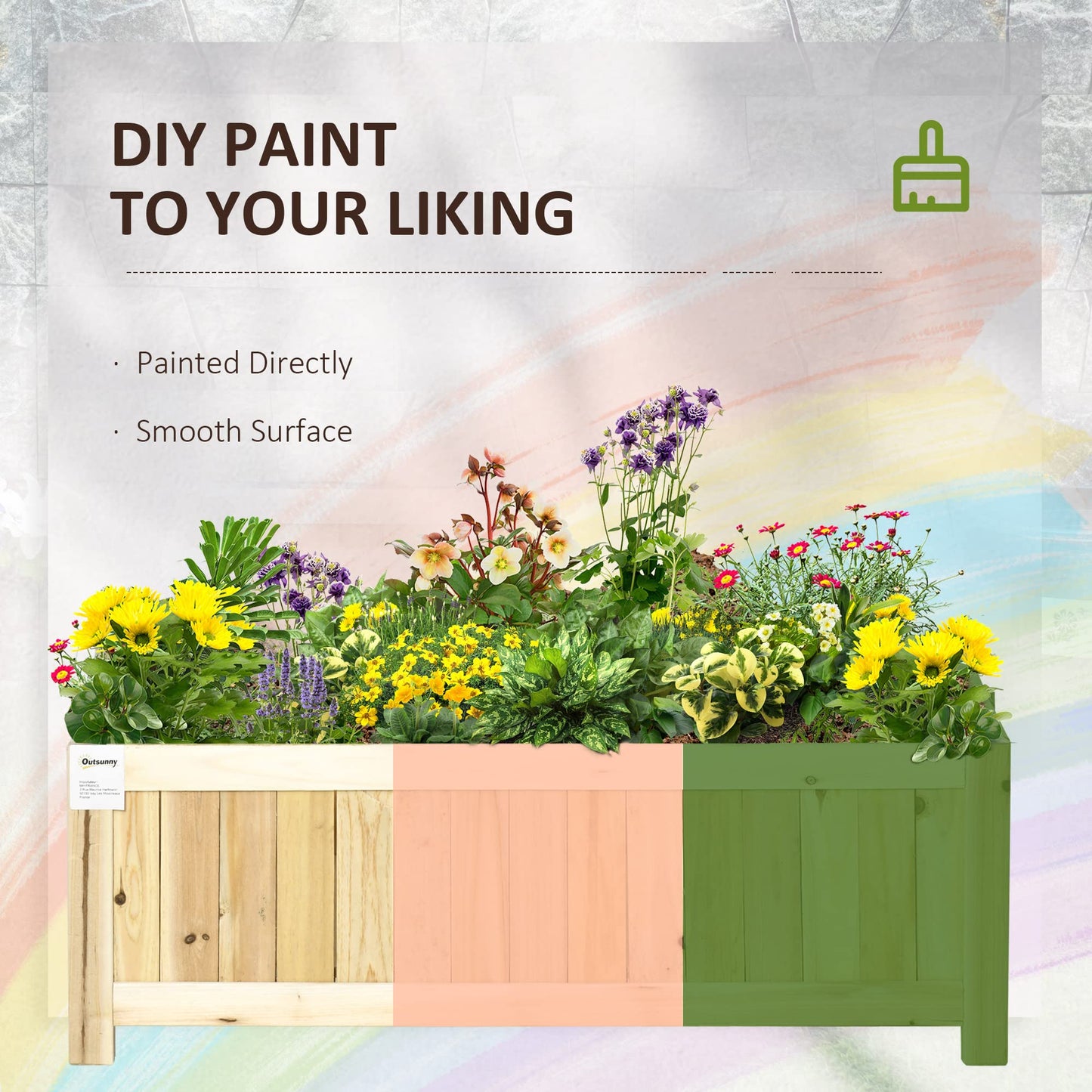 Outsunny Foldable Raised Garden Bed, Wooden Planter Box, Herb Garden Planter with Drainage Holes, for Backyard, Patio to Grow Vegetables, Herbs, and Flowers, 28'' x 12'' x 10"