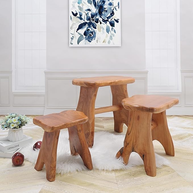 Natural Shape Solid Wood Stump Stool 20"x13"x18" Cedar Root End Table Rustic