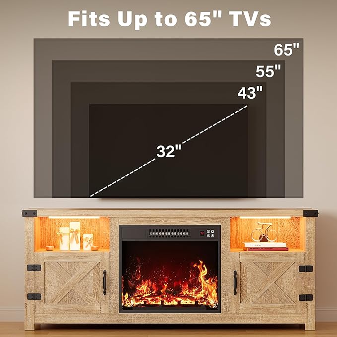 YESHOMY LED Fireplace TV Stand