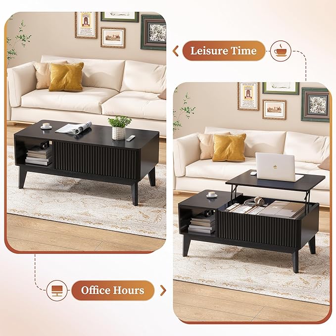 LYNCOHOME Fluted Coffee Table
