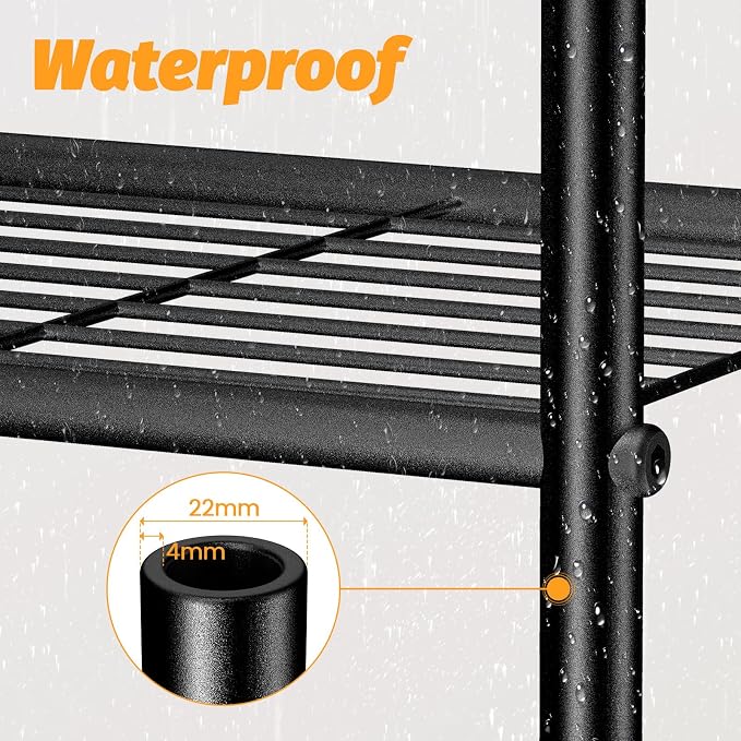 Abiglifty Storage Shelves, 5 Tier Metal Shelf Organizer, Garage Shelving with Adjustable Leveling Feet, Shelves Organizer for Bathroom, Closet, Garage, 18" x 12" x 57", Black