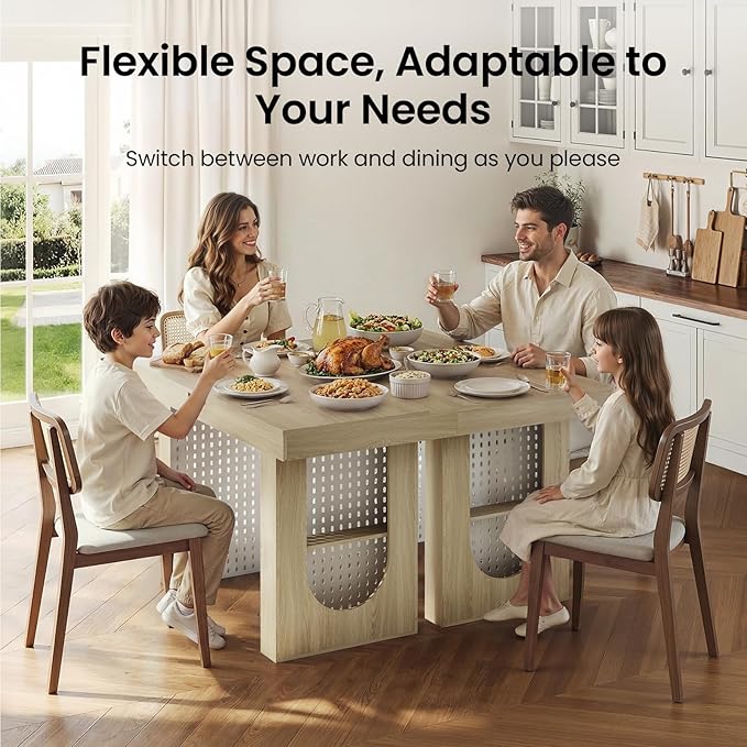 55" Convertible Computer Desk, 2-in-1 Flip-Top Desk & Dining Table
