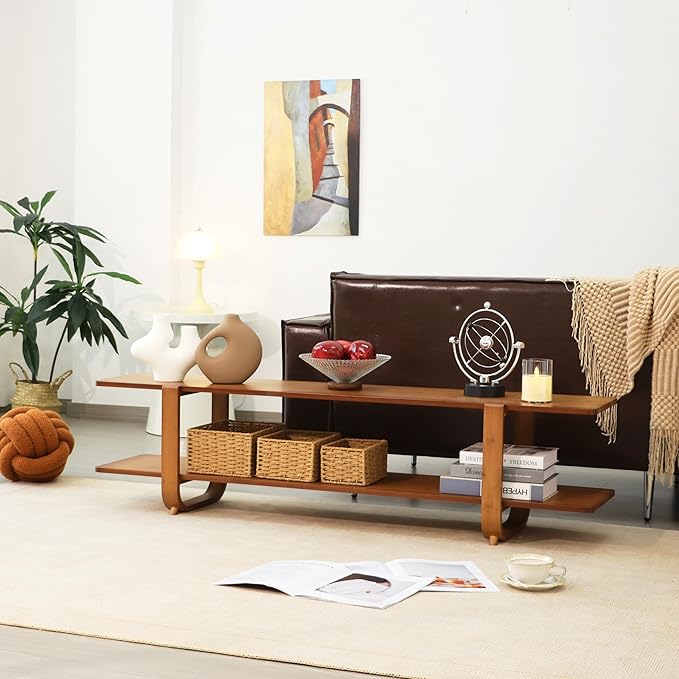 Bamboo TV Stand for TVs up to 65", Media TV Console Table
