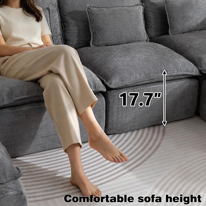 Boneless Couch Sectional Cloud Couch 130'' Oversized Modular Sectional Sofa