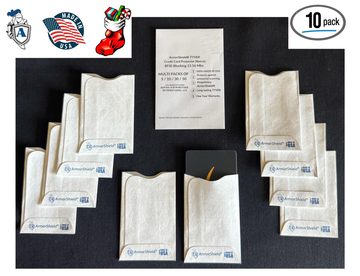Semper Paratus Gear TYVEK Credit Card Sleeves Protectors 100% MADE IN USA - For Travel wallet or purse. RFID Blocking 13.56 Blank White SPG-TYVEK-RFID-CCP Semper Paratus