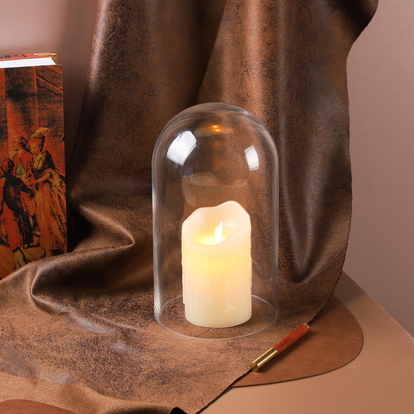 10" Tall Clear Glass Display Cloche, Dome Shape for Terrarium, Plants, Trinkets, Cakes, Figurines, LED Light String, Candle. Cloche Glass Dome, Bell Jar Display Case (1, 5.5"x10")