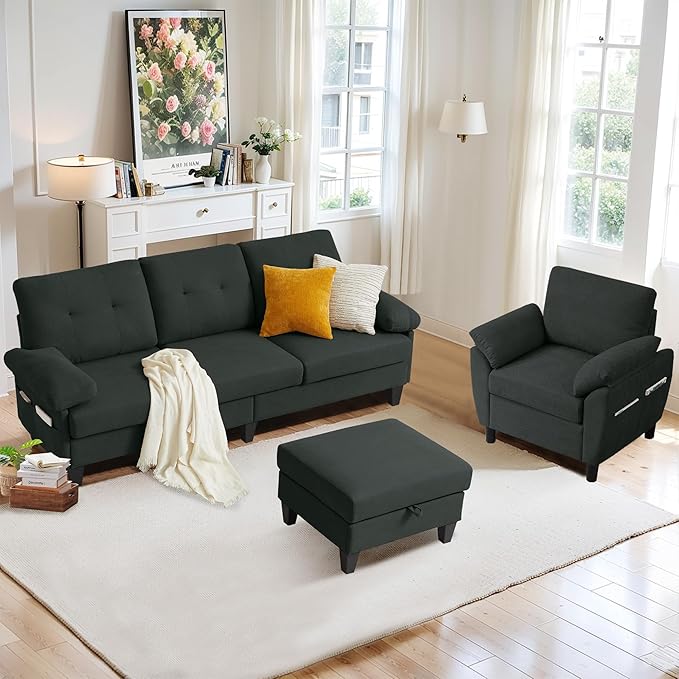 2 Piece Sectional Sofa Set, 3 Seat L Shaped Couches
