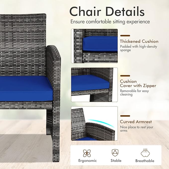 Goplus 4-Piece Rattan Patio Furniture Set, Outdoor Wicker Conversation Sofa