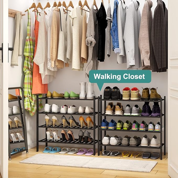viewcare 4-Tier Black Bamboo Shoe Rack