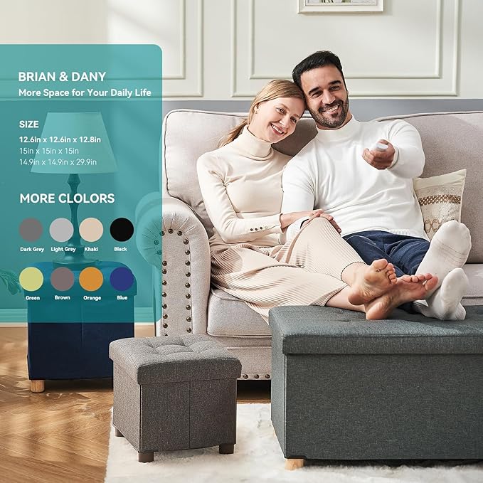 BRIAN & DANY Ottoman with Storage, Small Storage Ottoman