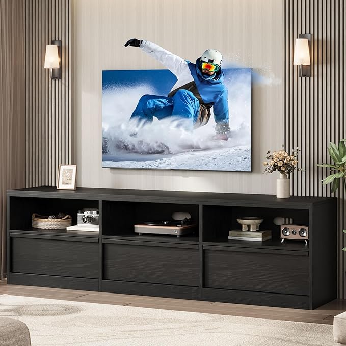 GarveeHome 70 in TV Stand for TVs up to 85 in, Mid Century Modern Entertainment