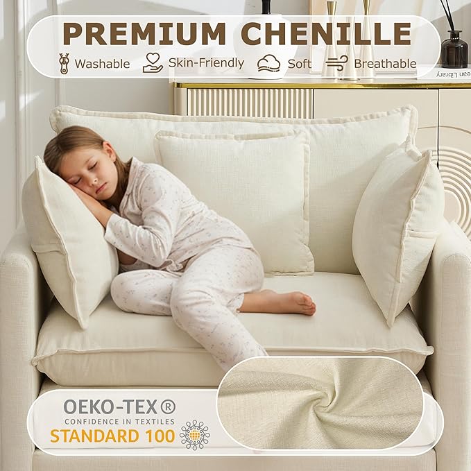 Modular Sectional Sofa Cloud Couch, Deep Seat Washable Chenille Fabric Sofa