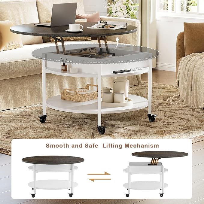 FABATO Round Lift Top Coffee Table