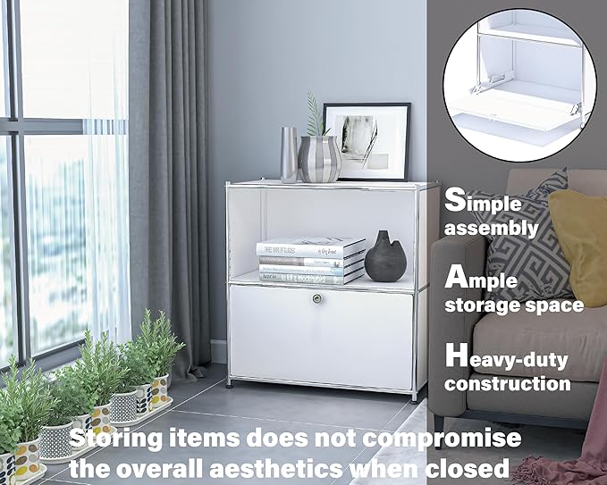 32.5-Inch Flip-Top Side Table & Buffet Cabinet