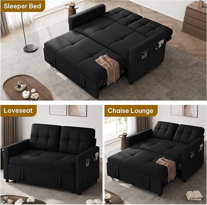 DWVO 55" Convertible Sofa Bed, 3-in-1 Sleeper Sofa