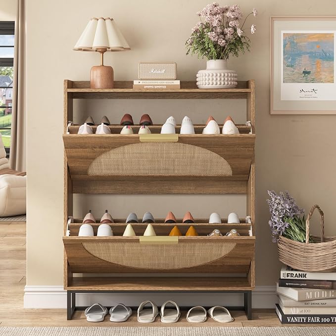 Maupvit Rattan Shoe Storage Cabinet