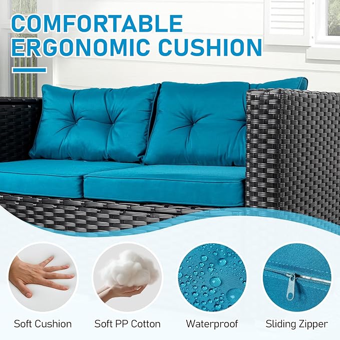 VINGLI 4 Pieces Outdoor Sectional Wicker Patio Furniture