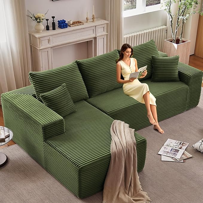 108” Cloud Sectional Couch, Boneless Sofa