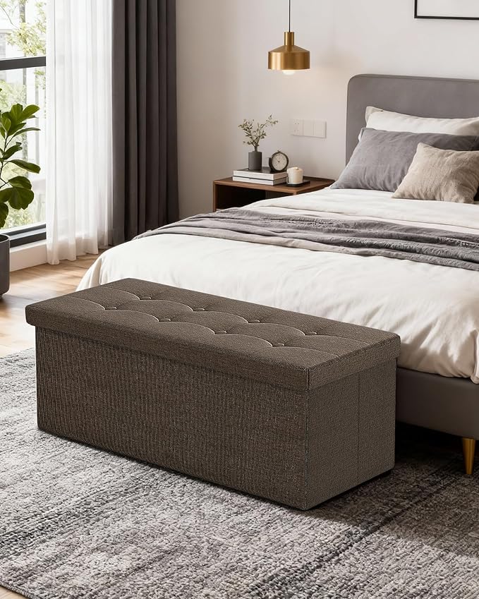 GLAXYFUR 43 Inches Folding Storage Ottoman Bench, Storage Chest, Footrest