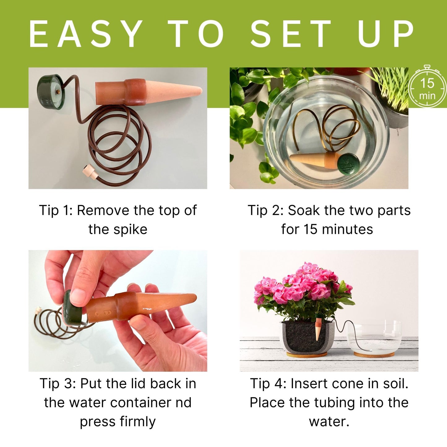 Blumat Classic Self-Watering Stakes - Automatic Drip Irrigation System for Indoor Plant Watering & Outdoor - Water Drip Solution for Potted Plants - Slow Release Stakes, 9 Pack, wo Adapter