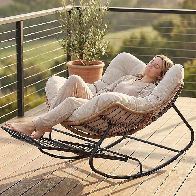 SWITTE Outdoor Papasan Rocking Chair
