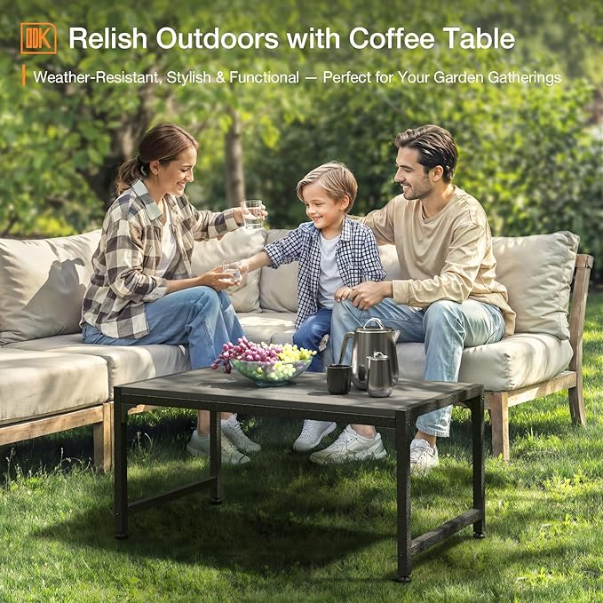 ODK Outdoor Coffee Table, Rectangle Weather-Resistant Patio Coffee Table