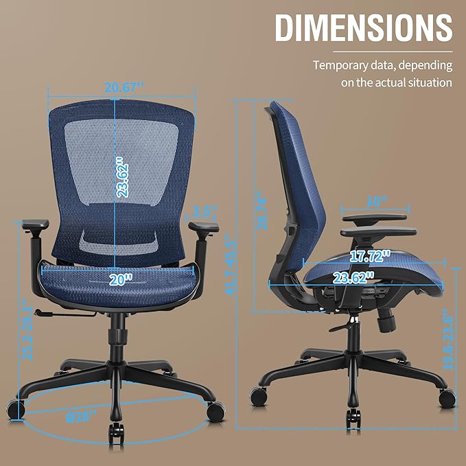 ELABEST Mesh Office Chair, Ergonomic Computer Desk Chair, Sturdy Task Chair-