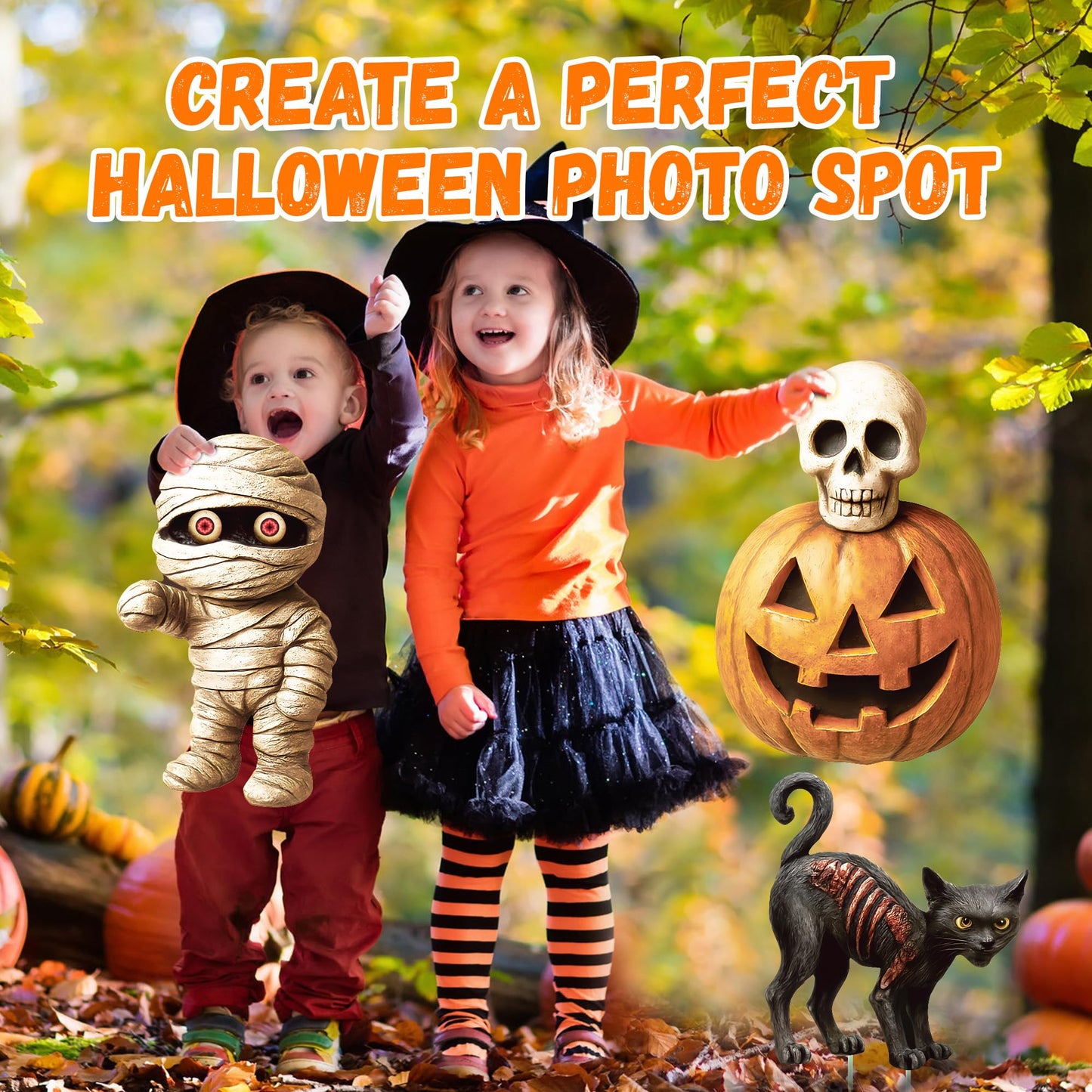 6 Pack Halloween Yard Signs, Large Halloween Yard Decorations with Stakes, Waterproof Scary Outdoor Holiday Decor for Yard Lawn Garden, 16” Big Size